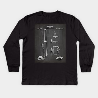 Cooking Knife Patent - Kitchen Chef Cook Farmhouse Art - Black Chalkboard Kids Long Sleeve T-Shirt